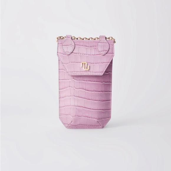 MAJE LAVENDER CROCODILE-EFFECT EMBOSSED LEATHER PHONE CASE - Picture 2 of 7